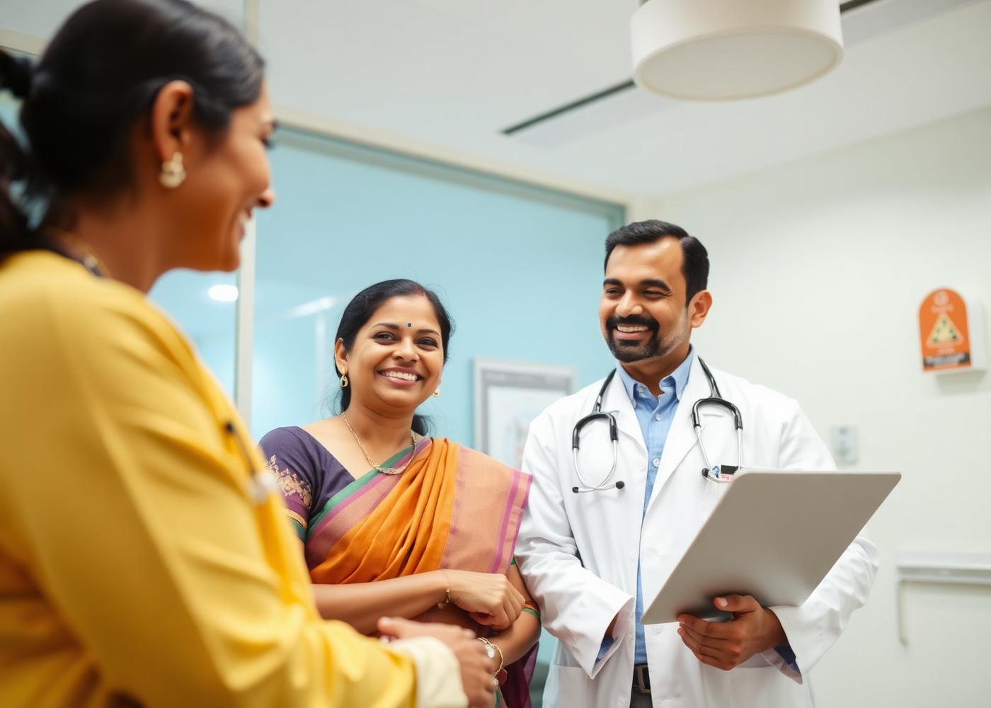 Doctor consulting with a family at Nain Hospital